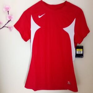 Nike Women's Dynamic Red and White Tee